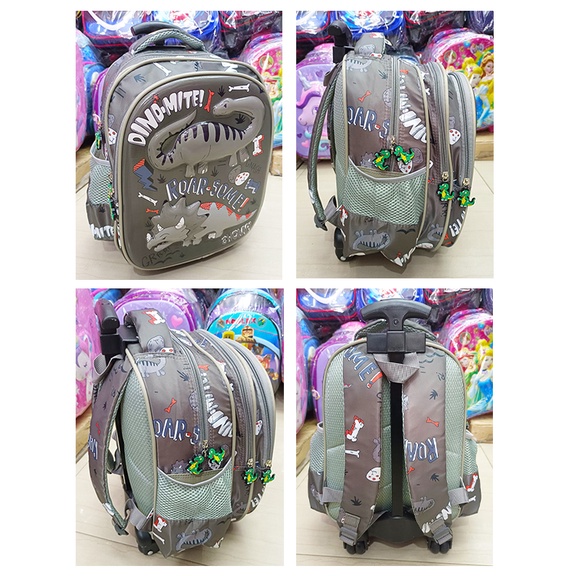 PROMO TROLLEY Roda Dorong 13inch TAS ANAK SEKOLAH LAKI LAKI TK GAMBAR ASTRONOT DINO DINOSOURUS HEWAN ANIMAL MITE 3Resleting GLOSSY KUMO OSH IMPORT ( PILIHAN VARIAN )