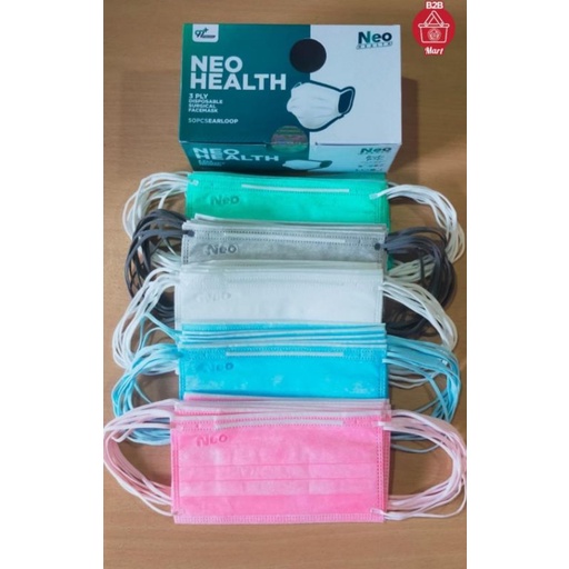 Masker Neo Health Medis Modis 3ply 1box isi 5 Warna 50pc