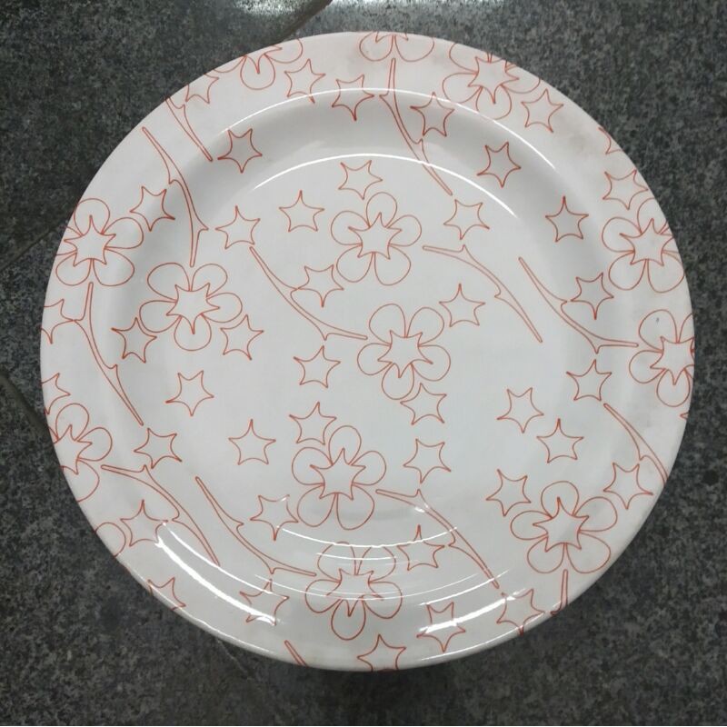 SALAD PLATE PIRING KERAMIK SANGO HIAS CANTIK MERAH PUTIH GAMBAR BUNGA BATIK HIASAN PAJANGAN