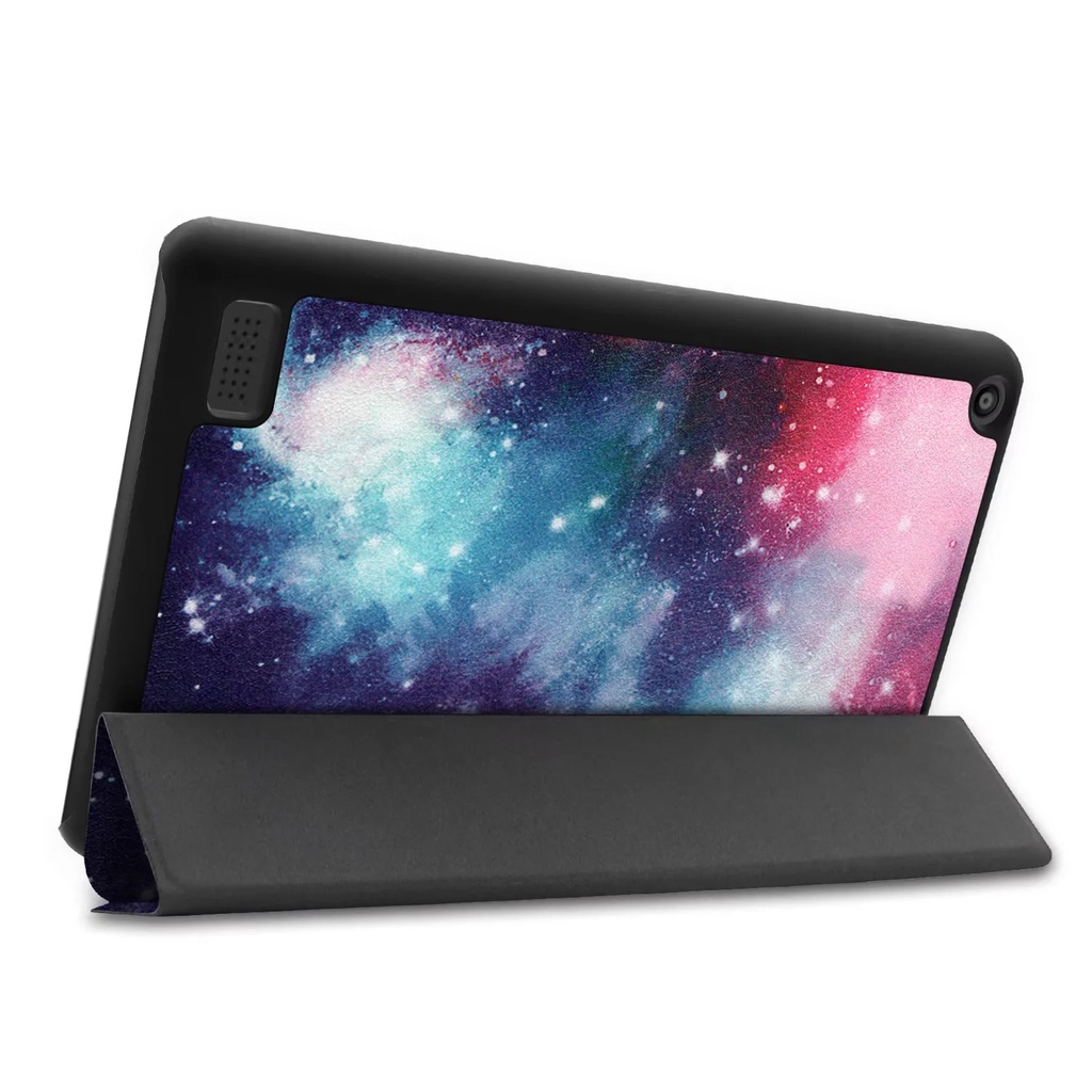 [Tidur/Bangun] Untuk Amazon Fire7 (2017)/Fire7 (2019) 7.0 &quot;Tablet Pelindung Case Fashion Pola Dicat Tri-fold Flip Stand Cover