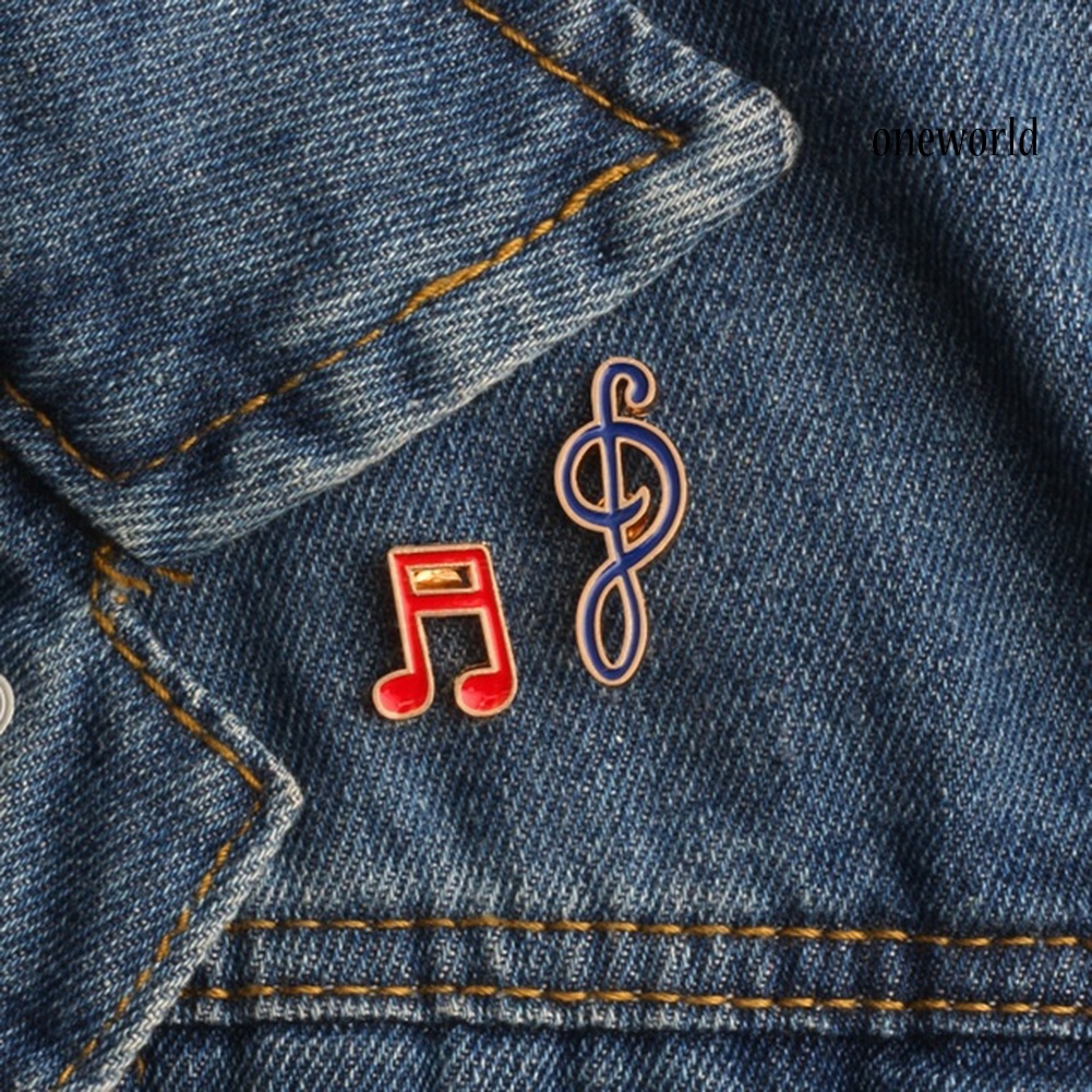 OW@ 1Pc Unisex Cartoon Music Note Lapel Badge Pin Jeans Decor Enamel Brooch Pin