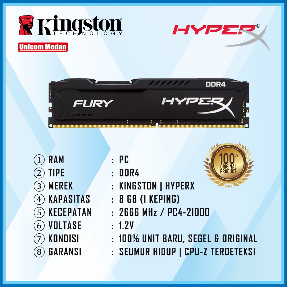 RAM PC DDR4 8GB HYPERX 2666MHZ PC4-21000 | KINGSTON | RAM GAMING | PC GAMING