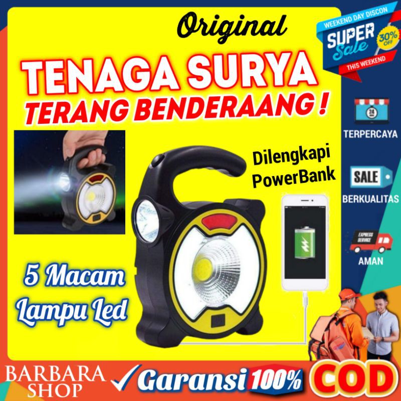 Lampu Emergency LED Surya Lampu Darurat Emergensi Senter COB Lamp Cas USB Recharge Solar Outdoor