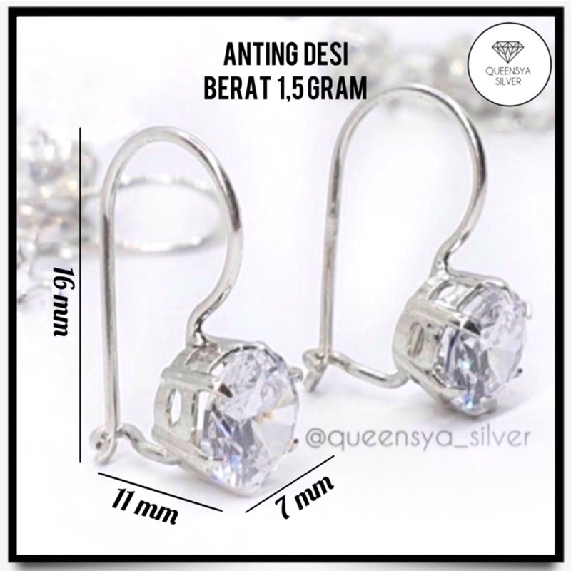 Anting Perak DESI Asli Silver 925 Anak Dewasa || Size Mata 4/6/7mm || Lapis Emas Kuning Putih 18K