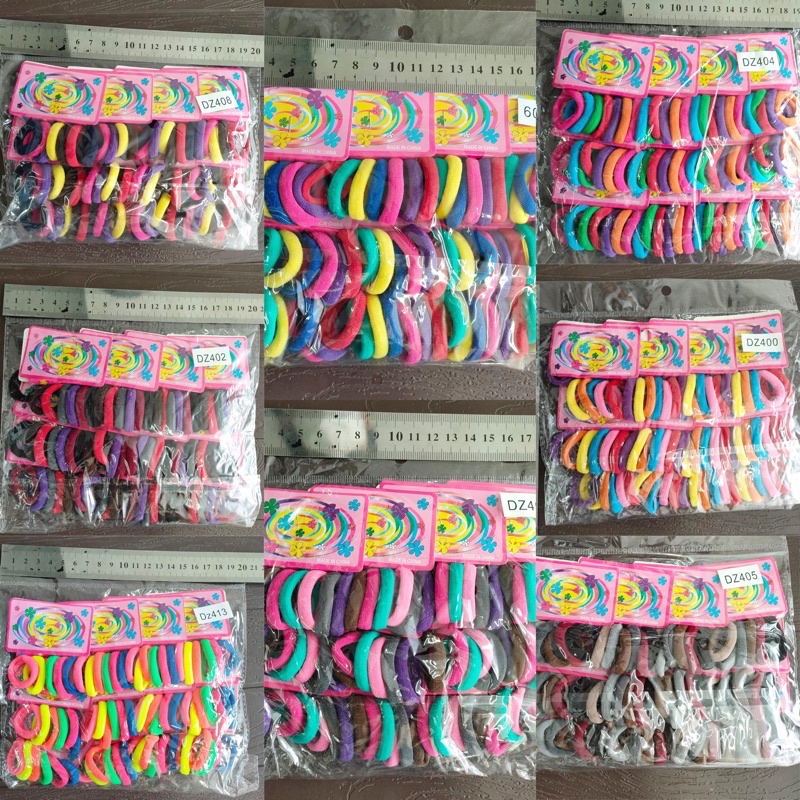 Ikat kuncir rambut warna polos isi 72 pc kecil grosir lusinan MT