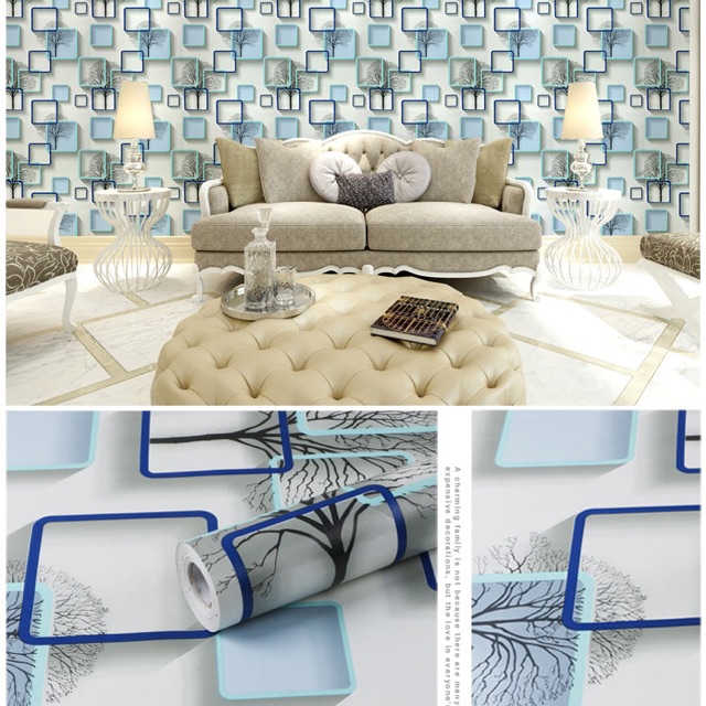 Wallpaper Dinding / Wallpaper Sticker Kotak Biru