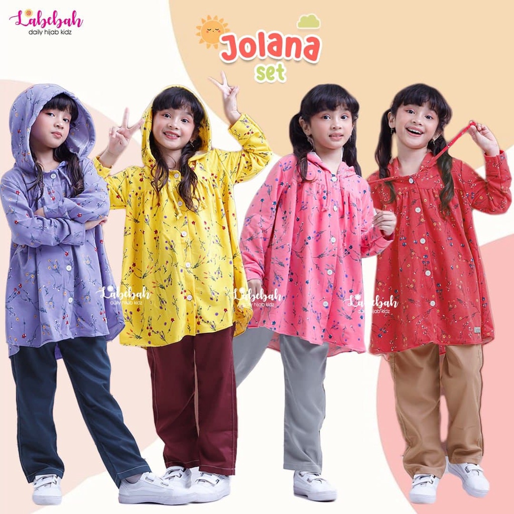 2 -9 TAHUN SETELAN CELANA ANAK PEREMPUAN ATASAN HOODIE ANAK PREMIUM LABEBAH TERBARU JOLANA / SET PAK