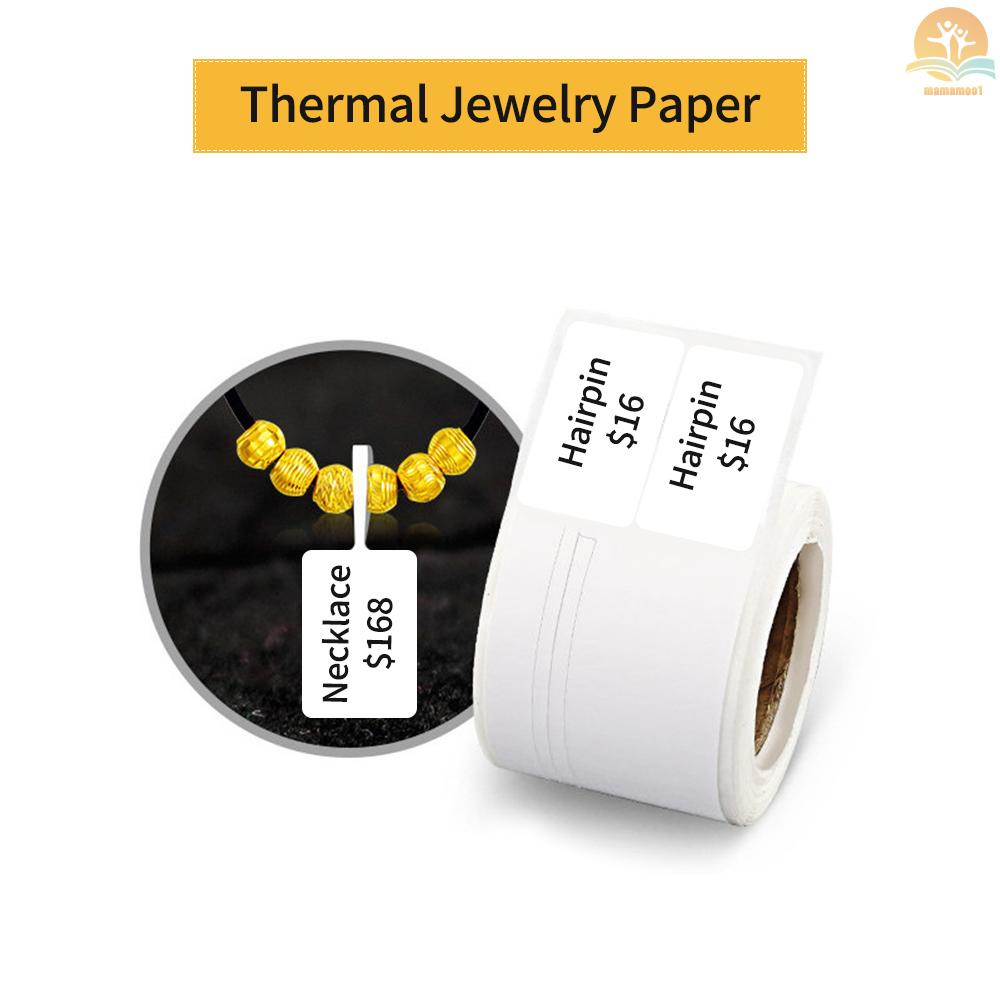 Niimbot Jewelry Label Paper Thermal Printing Paper Roll Price Label Paper Waterproof Oil-Proof Tear Resistant 30*25+45mm 100sheets/roll Compatible with B3S/B11/B21 Thermal Printer for Silver Ornaments Jade Article Tag Jewelry