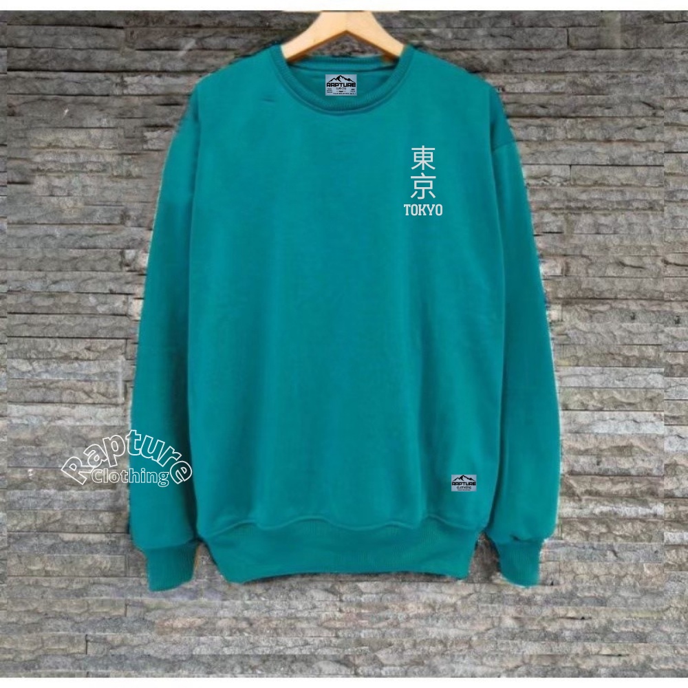 TOKYO Sweater Oversize pria Wanita Warna Hijau Tosca Crewneck Basic Pria Terbaru 2022