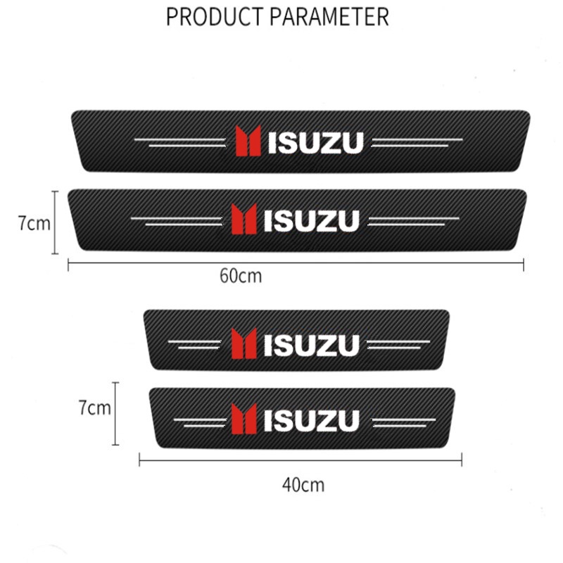 4 / 8pcs Stiker Pelindung Pintu Bahan Carbon Fiber Untuk Isuzu D-Max MU-X 4x4