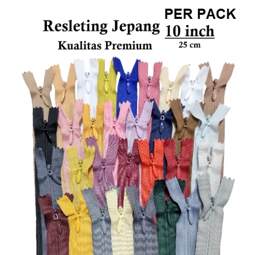 Resleting Jepang Premium SJ/YEE/Lip/Amco 25 cm Per Pack (10 Lusin) Invisible Zipper Resleting Pakaian Butik Gamis Dress