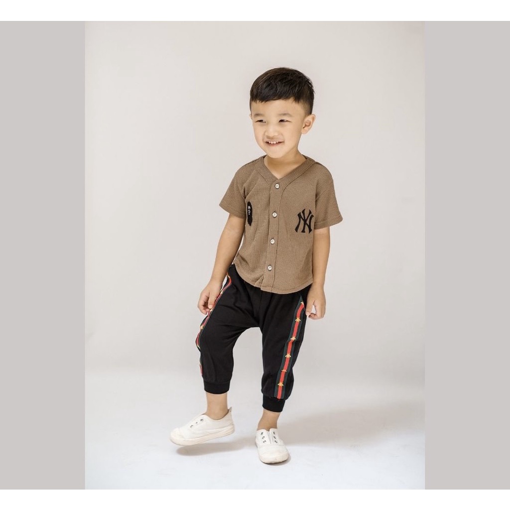 BISA COD ￼SaintQueen Saint Queen Motif Baseball NY 02 / Setelan Baju Bayi 3 bulan - 4 Tahun Setelan 