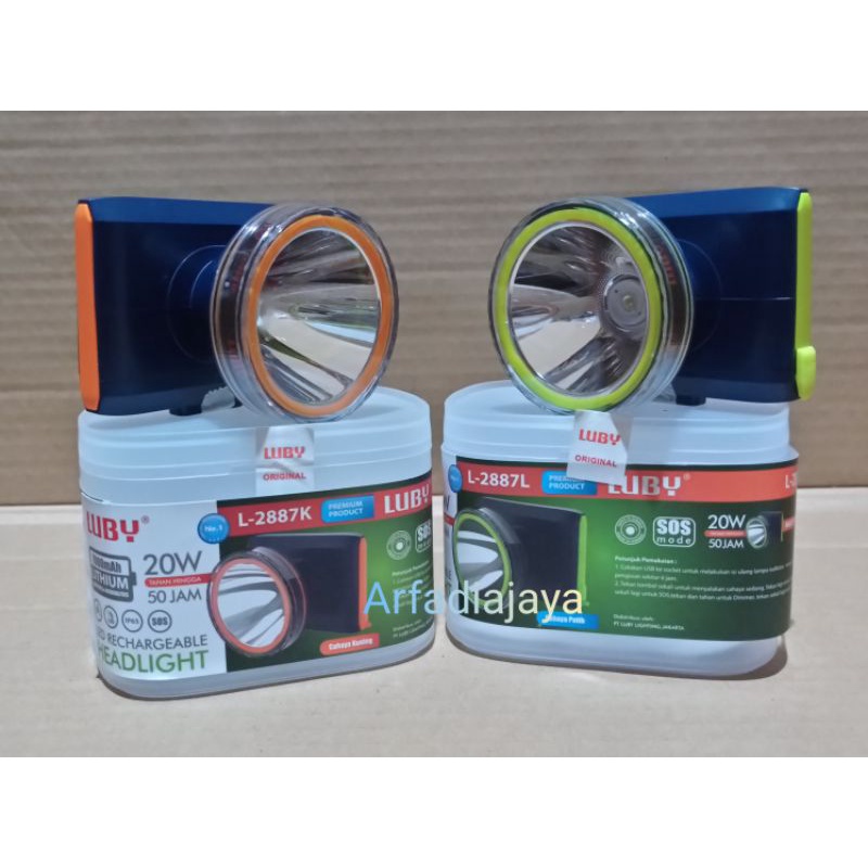 Senter Kepala luby 20W 7000mAh L2887L/L2887K cahaya putih/kuning