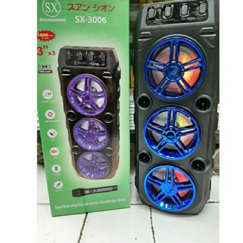 COD SPEAKER BLUETOOTH KARAOKE 3 TINGKAT SALON AKTIF SX-3006 SUPER BASS BONUS MIC - SPEAKER TERBARU SX-3006//SALON AKTIF X-BASS//SPEAKER KARAOKE//SPEAKER WIRELESS