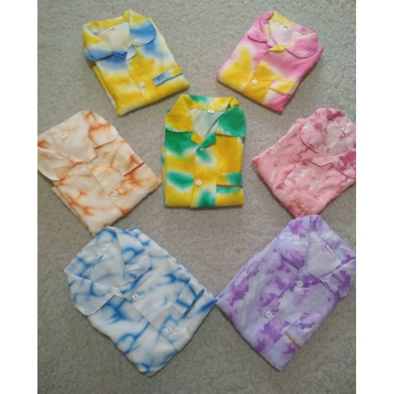 piyama tiedye anak tanggung baju tidur anak junior one set anak pajamas
