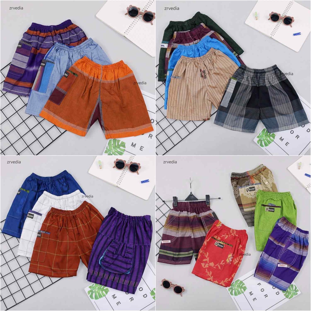 Celana Hawai Square uk 2-3 Tahun / Clana Main Anak Laki Saku Bawahan Harian Pendek Pants Cowok Rumahan