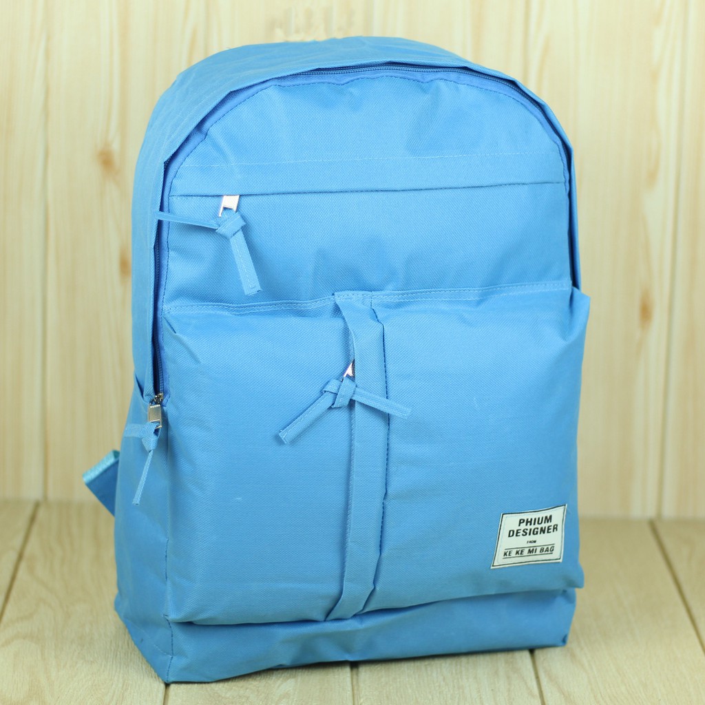 Tas Sekolah Wanita Sma Phium Saku Tegak Biru Gendong Wanita Backpack Multifungsi Stylish Fashionable Termurah