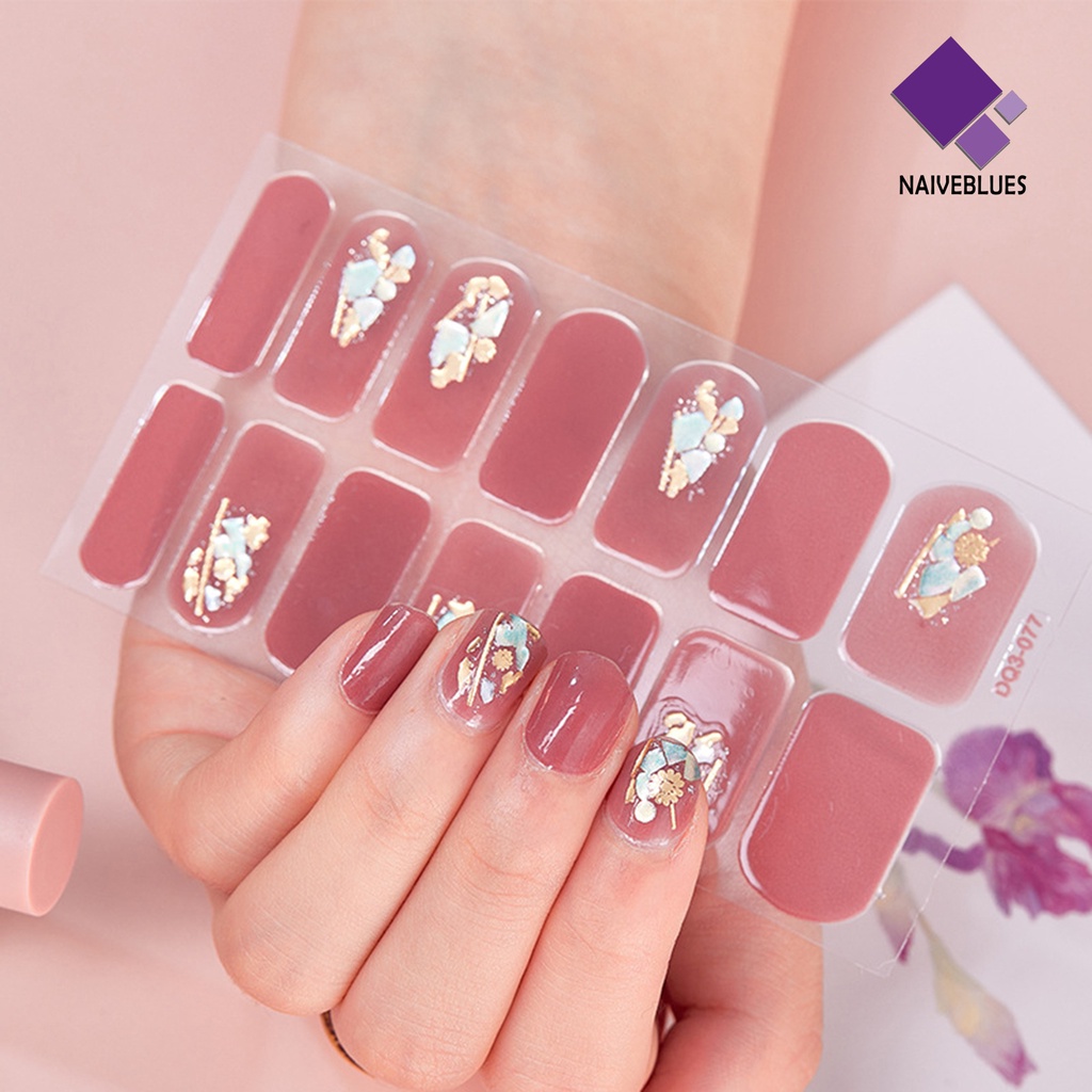 Naiveblue 1 Set Stiker Kuku Ultra Tipis Tanpa Iritasi Bisa Dilepas Untuk Manicure / Nail Art