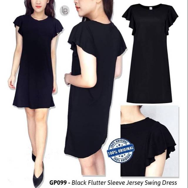 black jersey swing dress