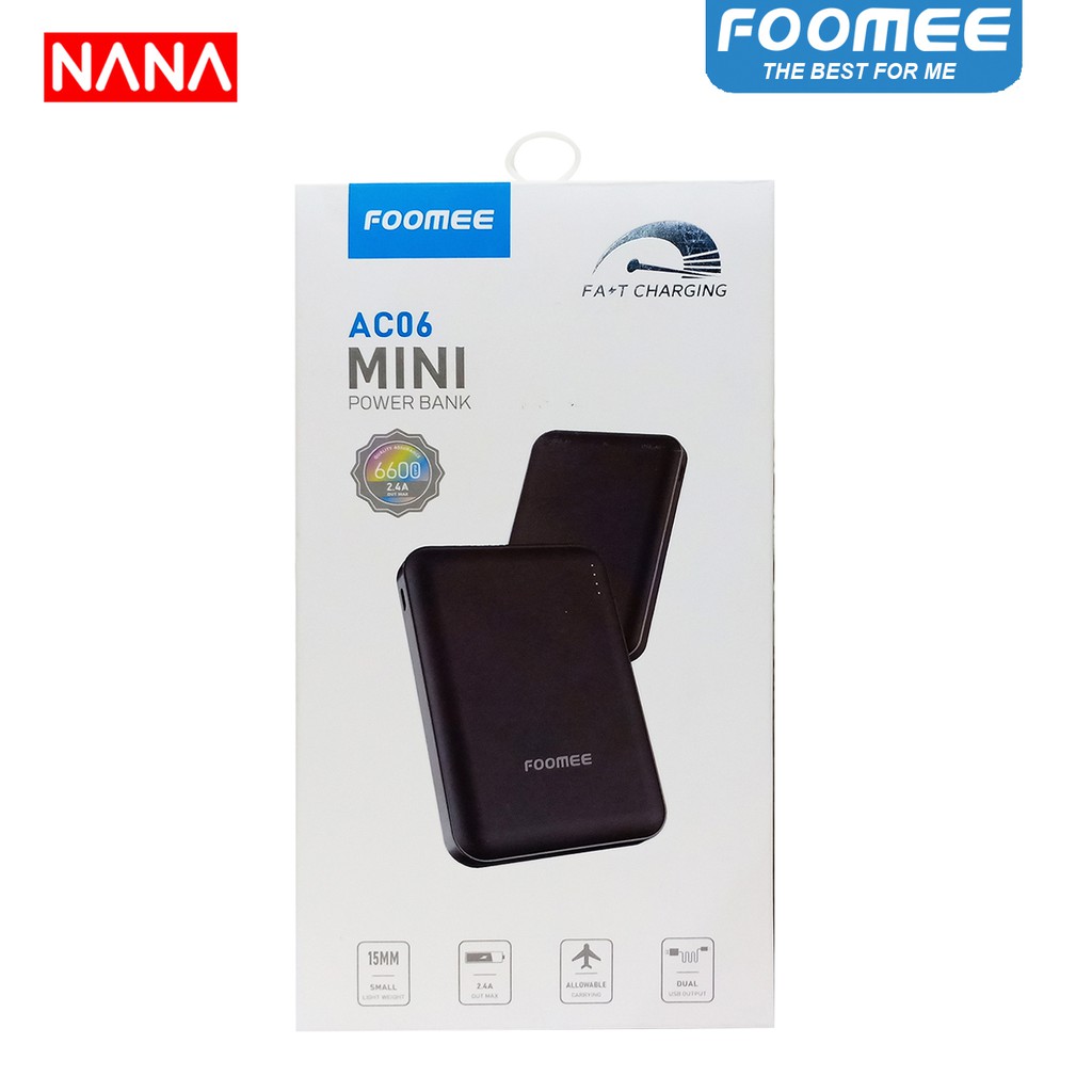 NANA Foomee (SUMUT ONLY) AC06 6600 MAH Power Bank Foomee 6600 MAH
