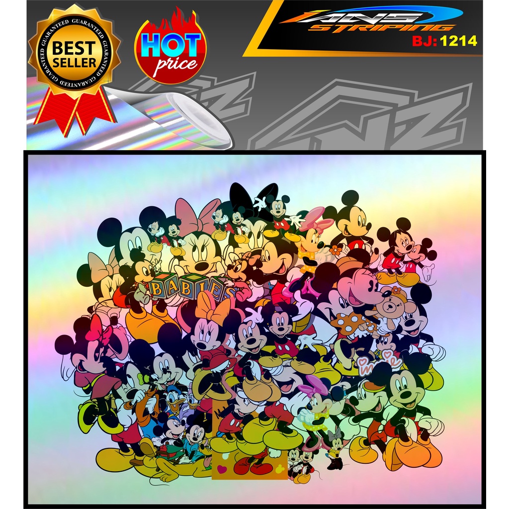 STIKER MICKEY MOUSE 1 PACK UNTUK LAPTOP HP KULKAS KACA DLL / STIKER MINNY MOUSE HOLOGRAM / STIKER ESTETIK