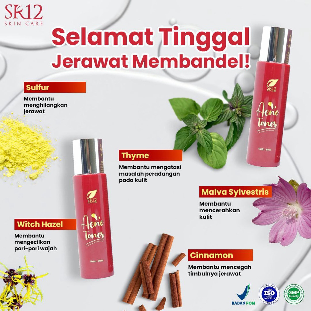 ACNE TONER SR12 60 ml Memudarkan Bekas Jerawat BPOM Obat Jerawat