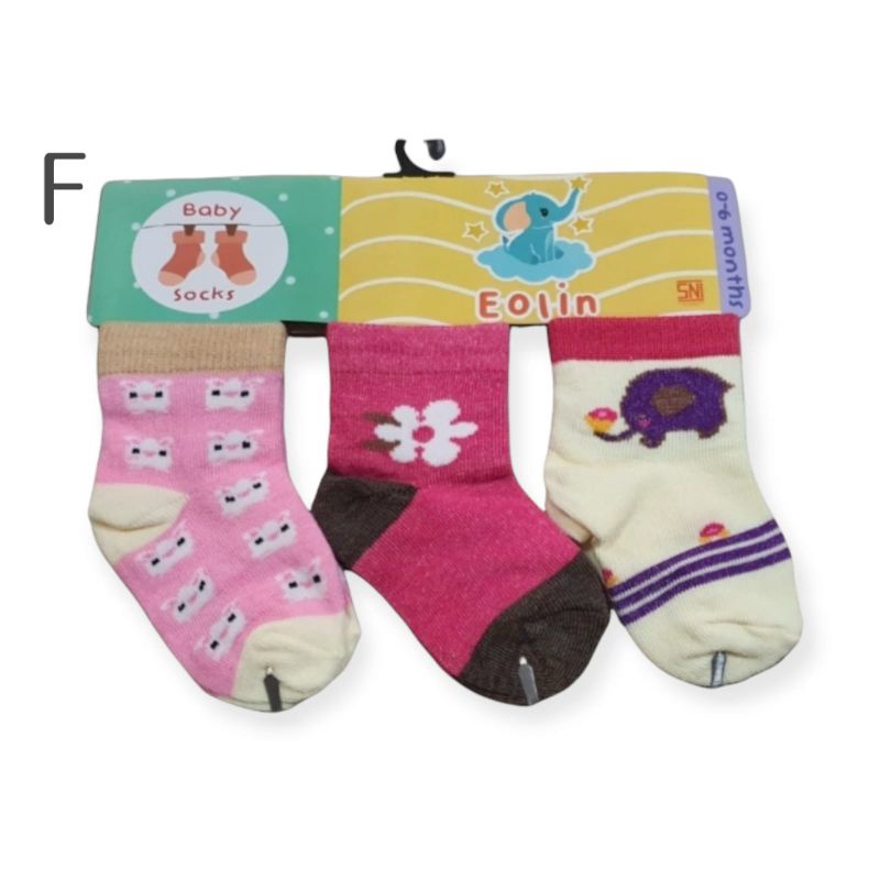 Eolin baby socks 3in1 / kaos kaki bayi 3pc