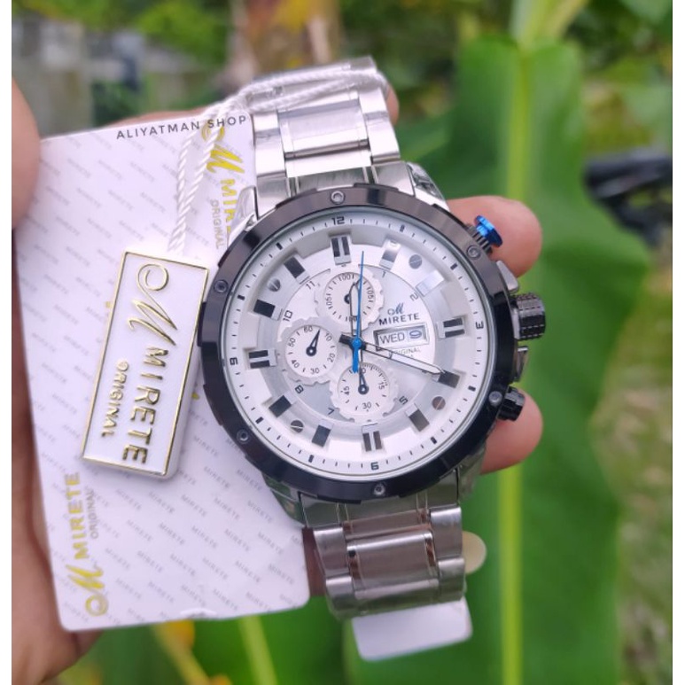 COD JAM TANGAN PRIA IMPORT MIRETE WATER RESISTANT 3ATM //Jam TANGAN PRIA SPORTY RANTAI STAINLIS STEL  SILVER PLAT HITAM TERLARIS // JAM TANGAN PRIA TERBARU JAM TANGAN PRIA TERLARIS // JAM TANGAN MIRETE SUPER MEWAH FASHION PRIA TERMURAH BISA COD