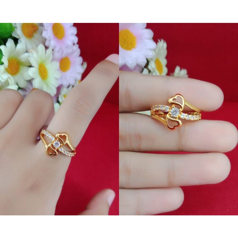 Cincin perhiasan wanita emas muda kadar 35%