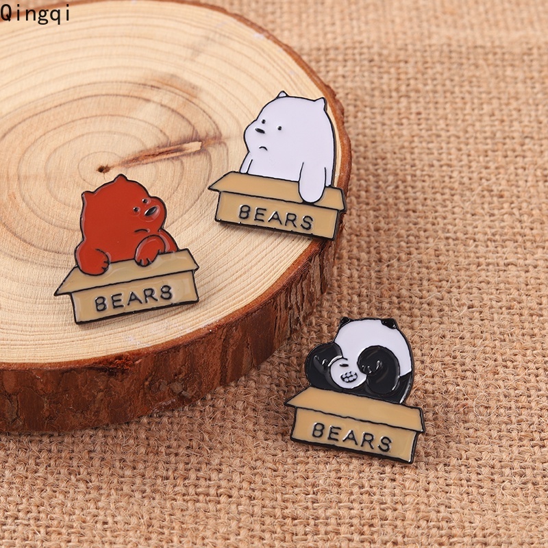 Bros Pin Enamel Desain Kartun Hewan Beruang Panda Untuk Hadiah