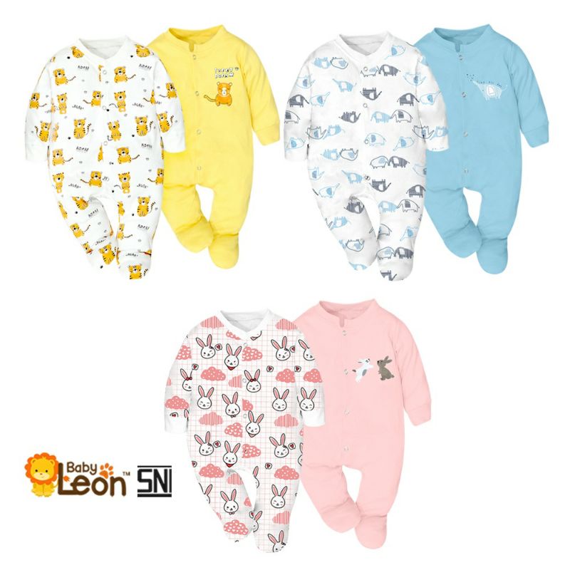 SNI BABY LEON Sleepsuit bayi 0-12 bulan jumper piyama baju lengan panjang tidur Bayi Laki-Laki Perempuan kaki tutup