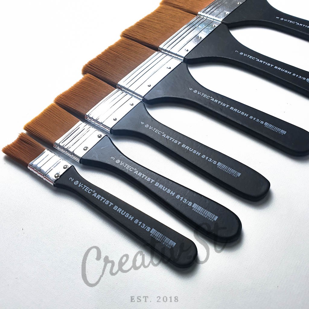 

V-TEC Kuas Lukis Lebar 813 Short Black Art Brush
