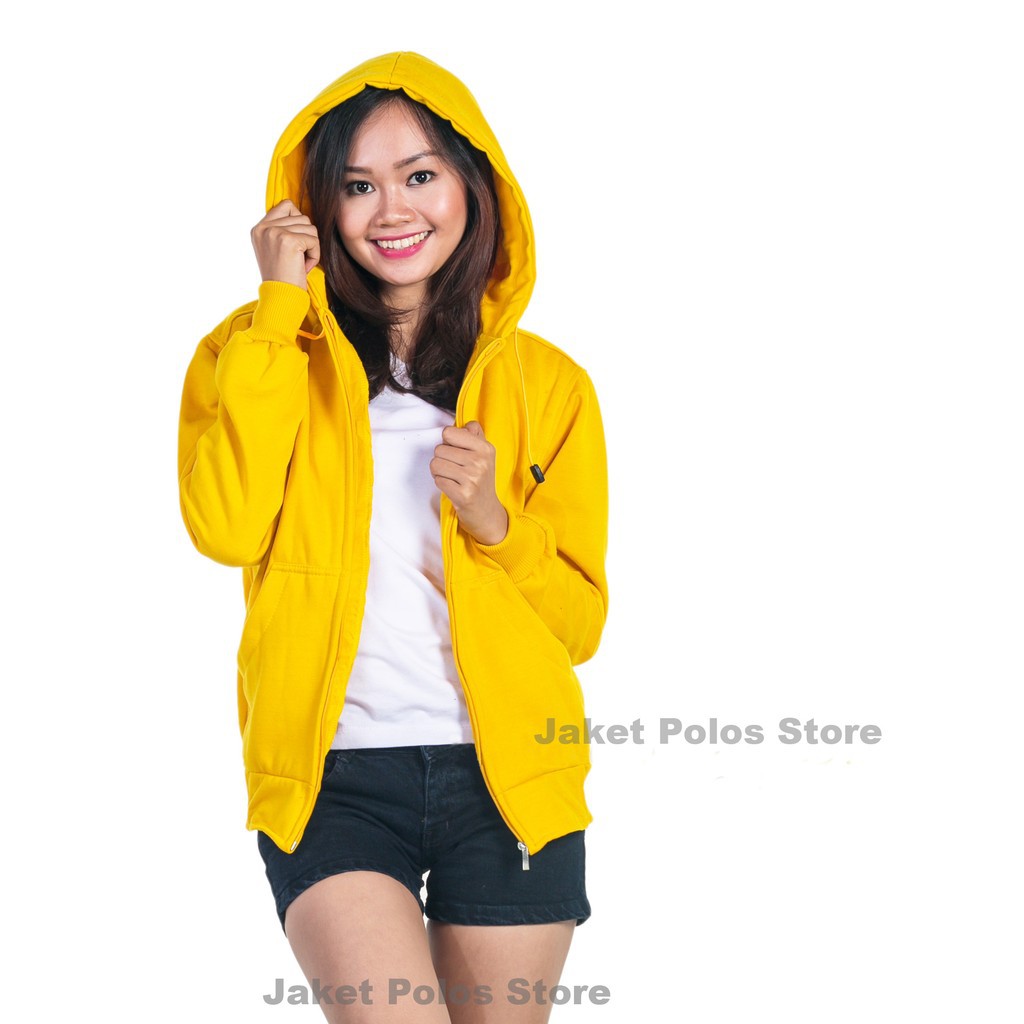Jaket Sweater Hoodie Wanita Oversize Outerwear Pakaian Sweatshirt Korean Style Hudie Cewek WEST VIRG-kuning