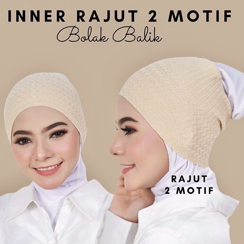 Inner Rajut Motif 2in1 Bolak Balik/Ciput Rajut Premium