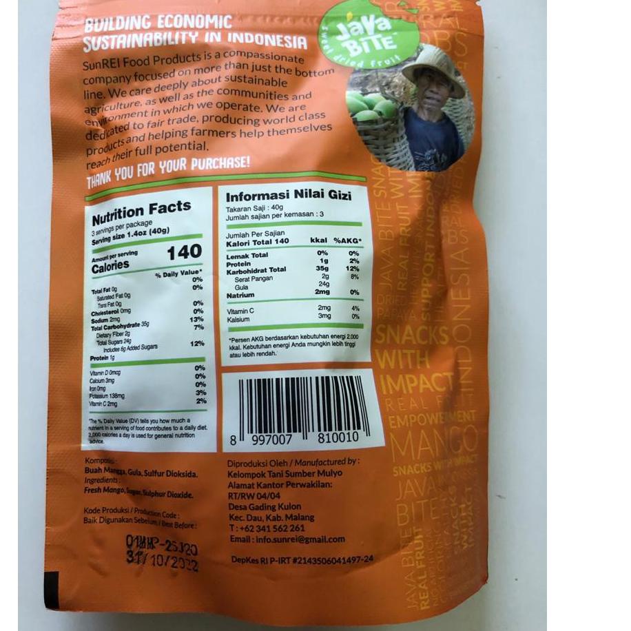 

Hot Sale 12.12 Java Bite Tropical Paradise-Mangga madu kering-3 x 120gr ㄹ