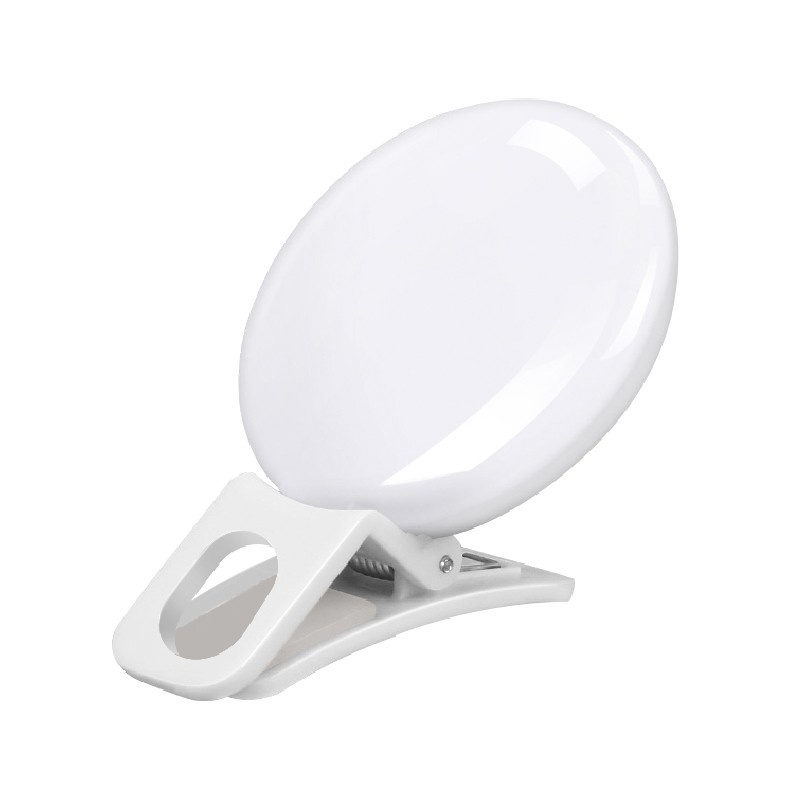 Mini Q Selfie Ring Light Portable Flash LED USB Clip Mobile Phone Fill Lamp Bentuk Cincin Jepit