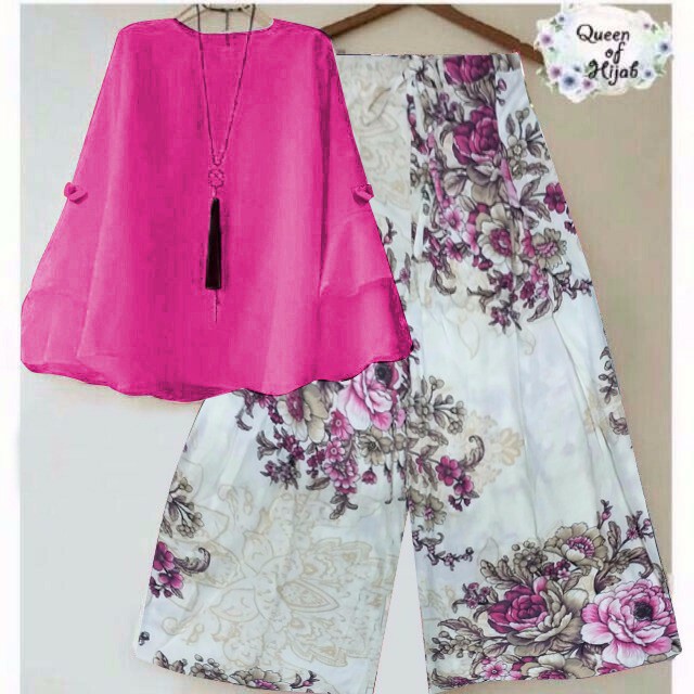 Set Kulot Kendra Pink+Atasan Fanta