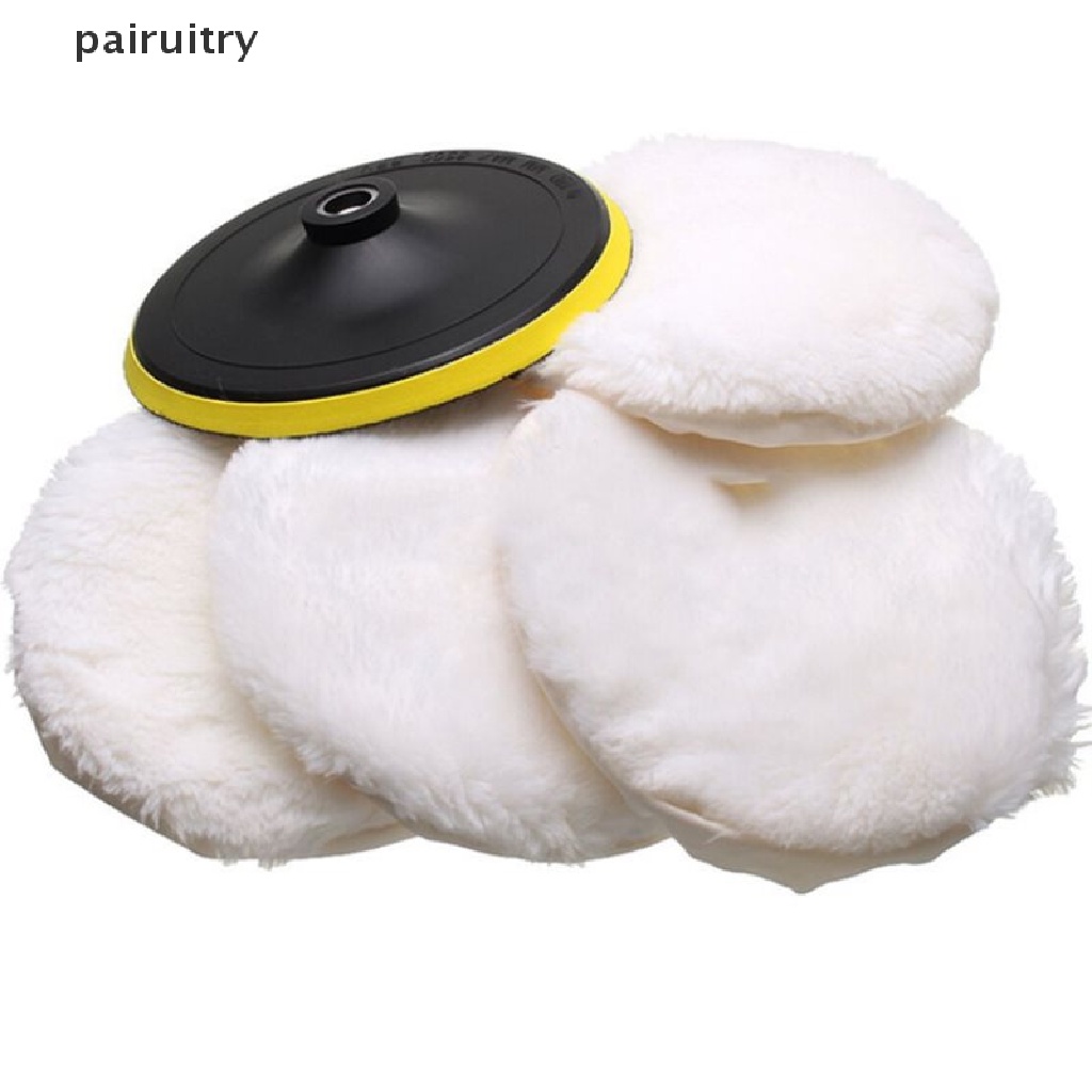 Prt 5 Pcs Bantalan Buffer Polishing Mobil Universal Bahan Wol Lembut Warna Putih PRT