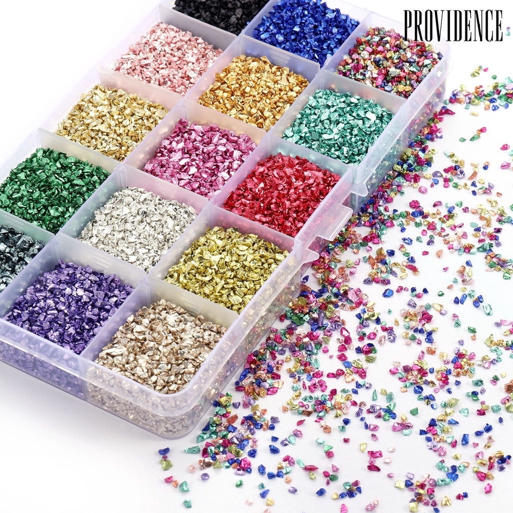 Providence 1 Box Nail Rhinestones Nail Art DIY Decoration Faux Crystal Nail Fragment Glitter Color Sequins for Home Use