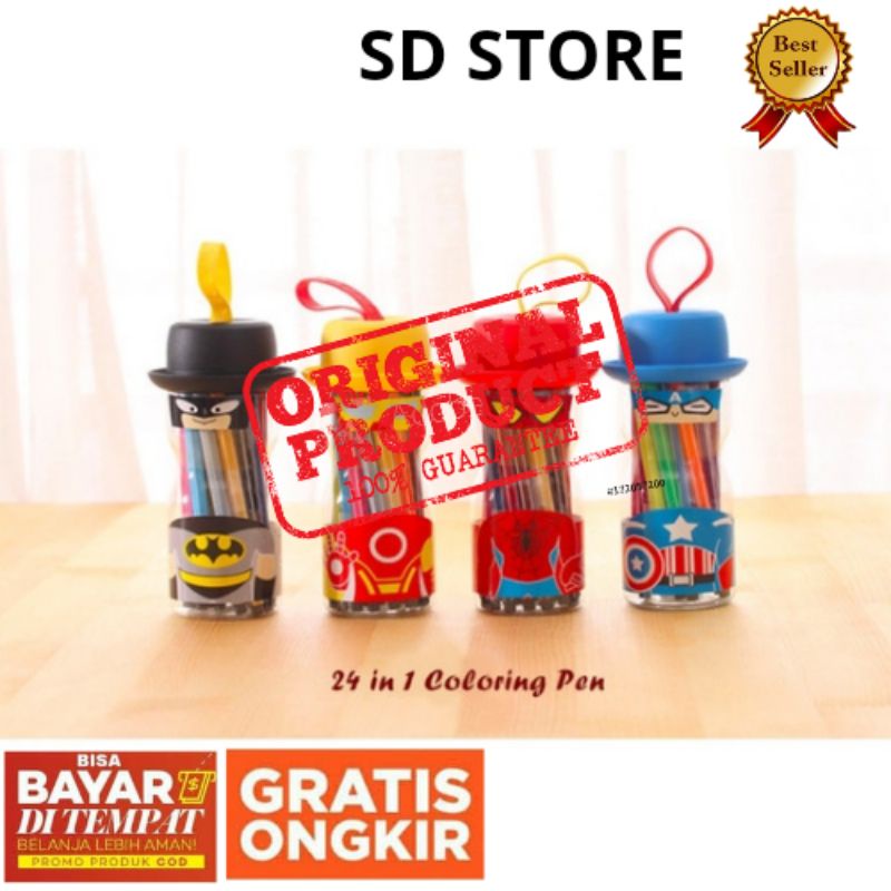 

Spidol warna / 24 in 1 coloring pen (kemasan botol unik isi 24 warna) grosir murah