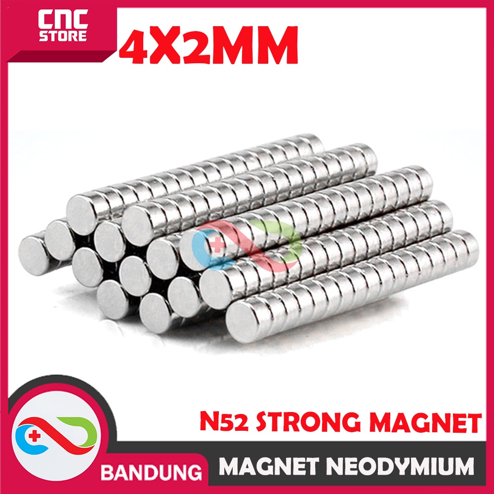 STRONG MAGNET NEODYMIUM 4X2MM SILINDER DIAMETER 4 TEBAL 2 MM N52 KUAT