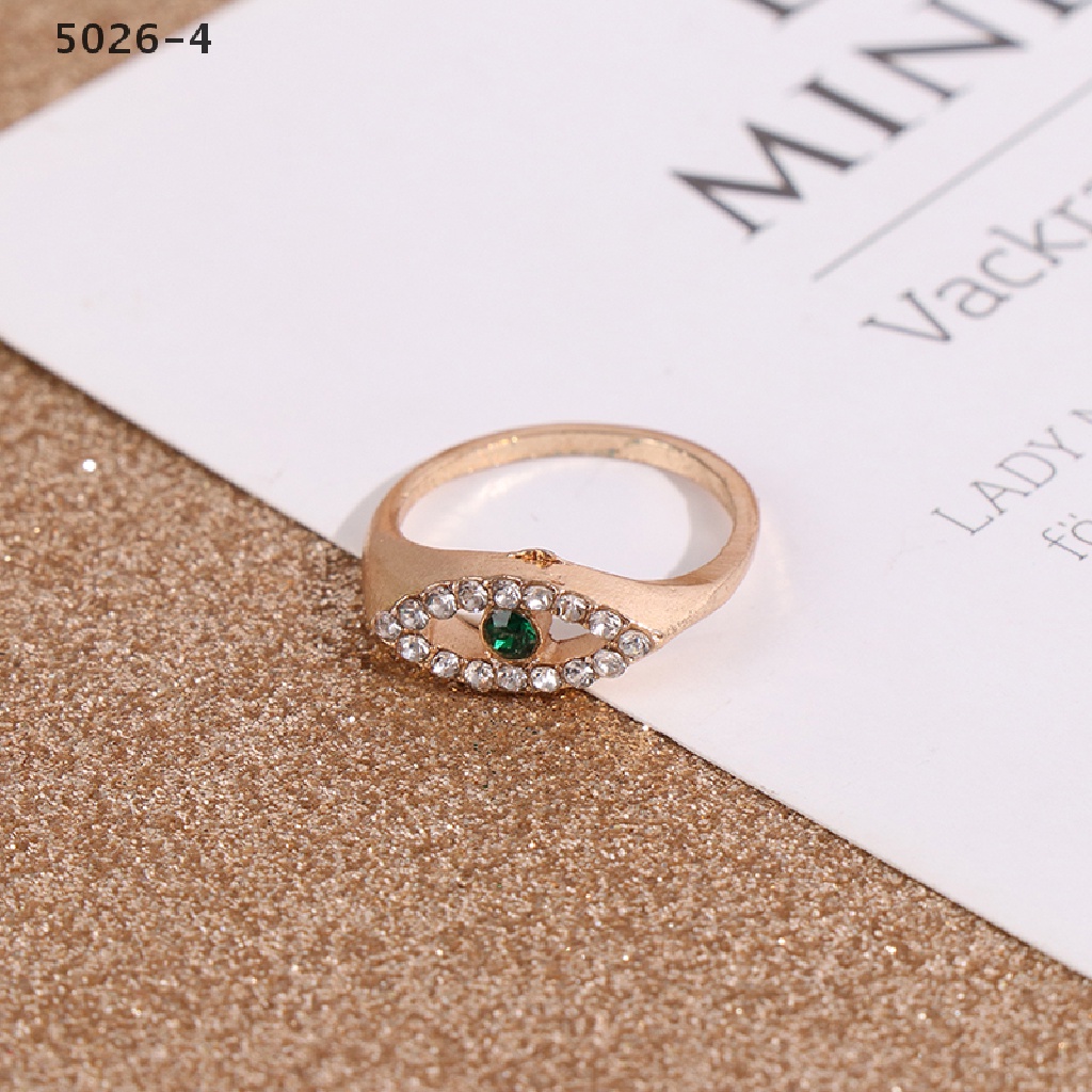 5026-4 6 pcs /set Green Rhinestone Rings Vintage Crystal Snake Adjustable Metal Ring 5026-4