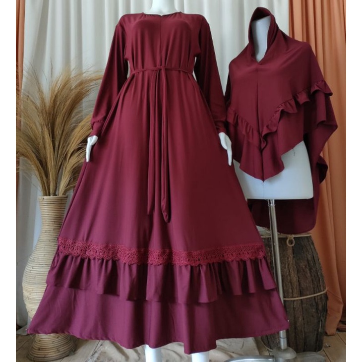 set hijab Jersey Stella terbaru/terpopuler/terlaris/COD-Marun
