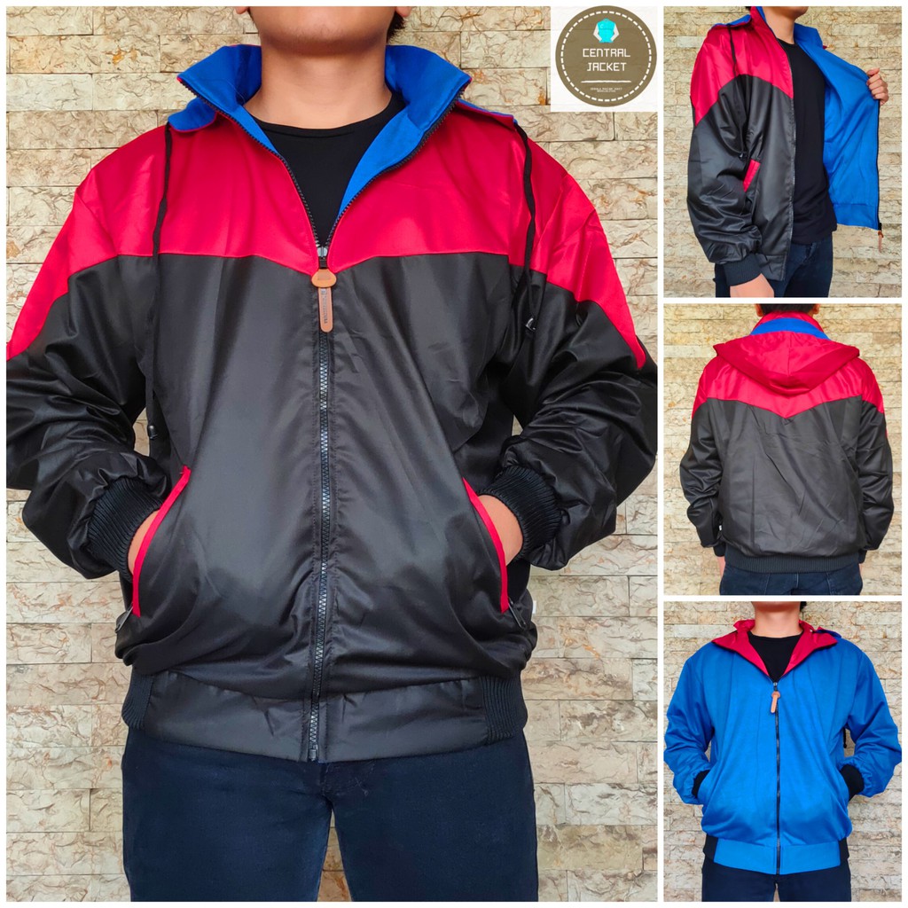 JAKET BOLAK BALIK PRIA KOMBINASI - JAKET PARASUT TASLAN WATERPROOF