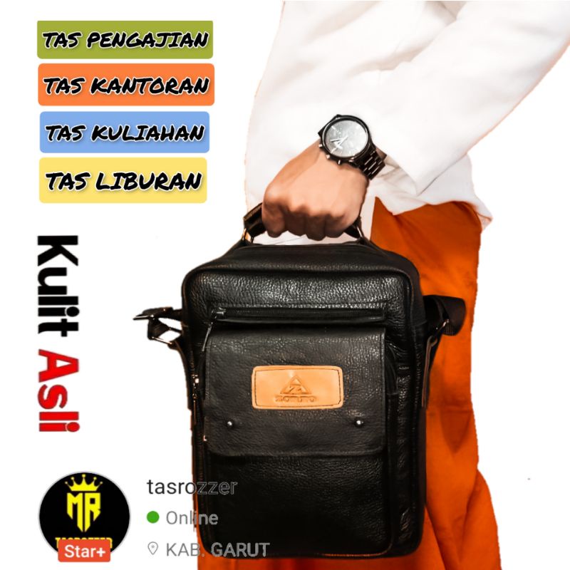 Tas pengajian kulit asli muat kitab besar | Tas santri | Tas kuliah &amp; kantor