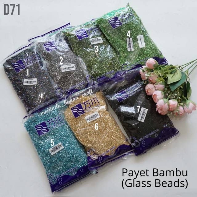 payet bambu jepang glass beads per pak 25 gram payet baju hiasan payet manik manik borci D71