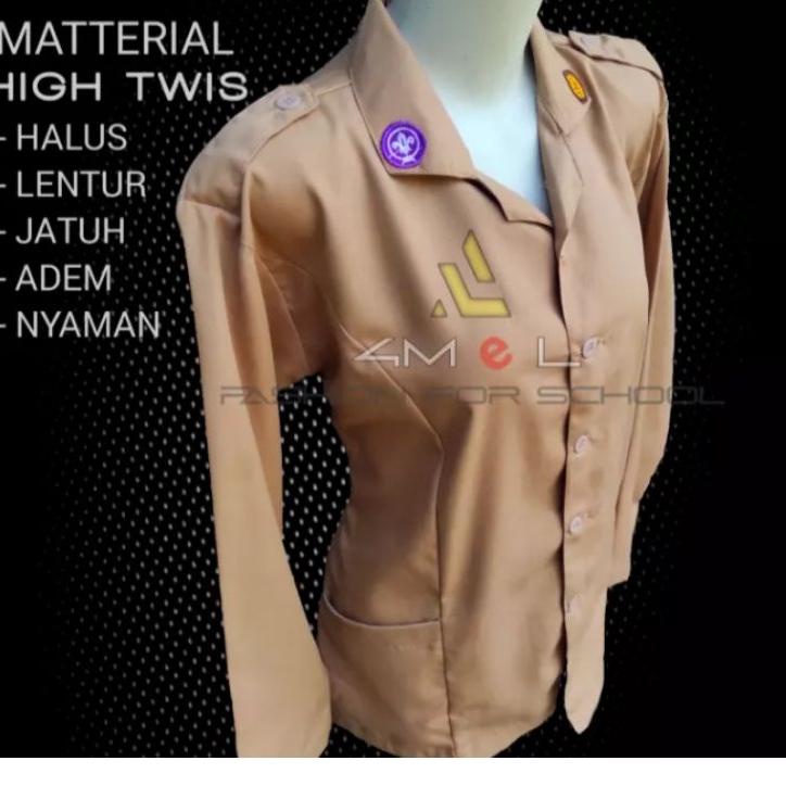 READY Baju pramuka guru wanita/Baju pramuka kantong bawah seragam sekolah SMA/GURU/PEMBINA/SERAGAM P