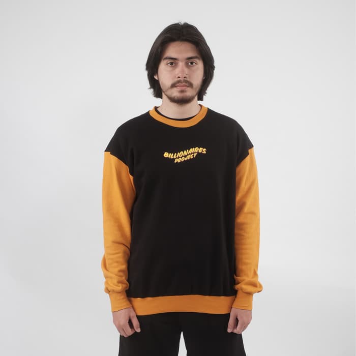ramadhan sale BILLIONAIRES PROJECT CLASSIC TWO TONE SWEATSHIRT BLACK&MUSTARD H266Rr