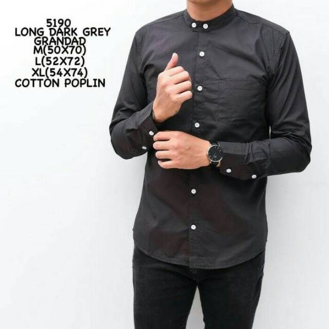 Baju Kemeja Abu Abu Alisan Polos Kerah Shanghai Koko Eksekutif Terlaris