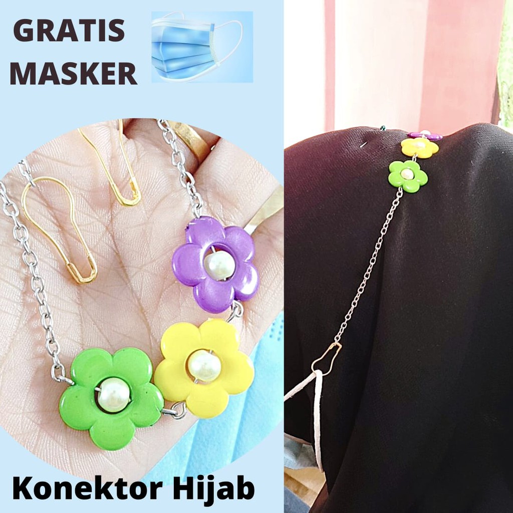 Konektor Masker Mutiara BUNGA Ayu konektor mutiara konektor pengait hijab fashion wanita Handmade